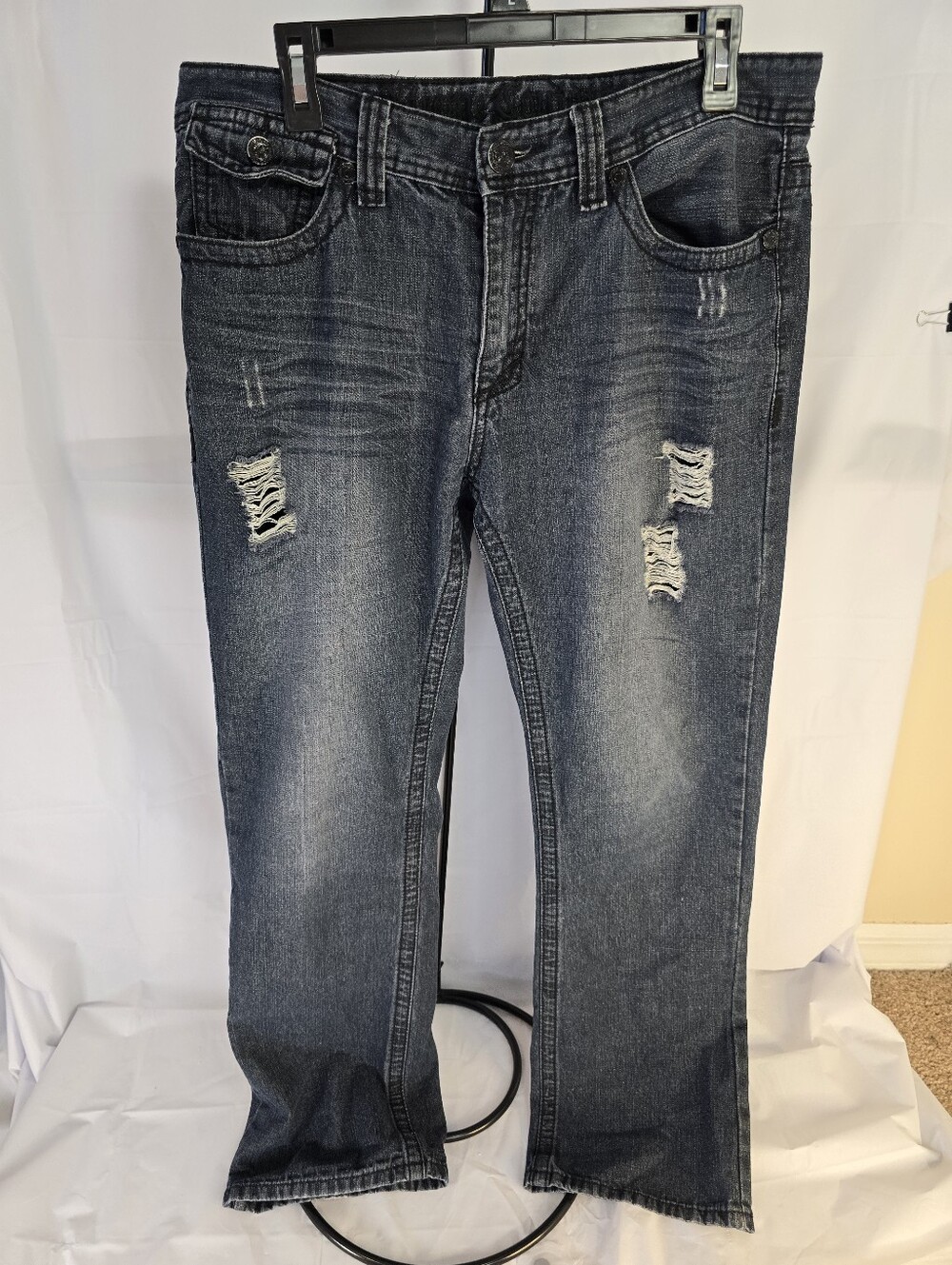 VTG Xtreme Couture by Affliction Jeans 34x32 Black Cross Y2K Grunge MMA